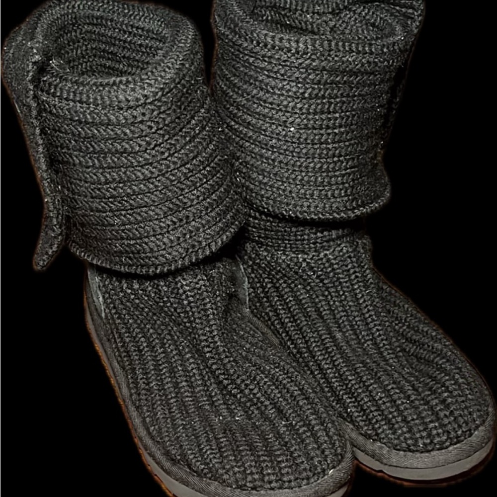 UGG Black Knit Slippers